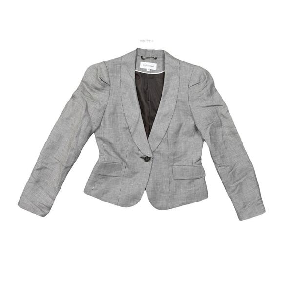 NEW Calvin Klein Size 6 Plus Multicolor Blazer Houndstooth One Button - Picture 1 of 8